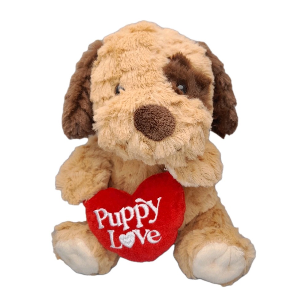 MTY International Puppy Love Valentine Dog 8" Plush Heart Stuffed Animal Tan